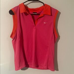 Nike sphere dry Pink and Orange Sleeveless Polo womens XL golf pickleball tennis
